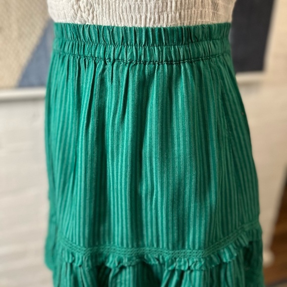 Urban Outfitters Green Striped Tiered Lacey Ruffle Mini Skirt - Picture 5 of 10
